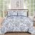 WONGS BEDDING Quilt Twin Size, Blue Quilt Bedding Set with 1 Pillowcase, Botanical Quilt for Twin Bed, Soft Microfiber Lightweight Coverlet Bedspread for All Season (68″×86″, 2 Pieces)