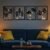 QXSXKJ Black Metal Wall Decor Framed, 3d Modern Metal Wall Art with Light, Minimalist Abstract Black Line Art DéCor, 4 Piece Home Art for Living Room Bedroom Bathroom