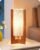 EDISHINE 13.5″ Small Table Lamp, Walnut Wood Cylinder Nightstand Lamp for Bedroom, Beige Linen Shade, Corner Modern Bedside Lamp for Living Room, On-Off Line Switch, E26 Base (Bulb Not Included)