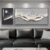 Large Framed Modern Abstract Wall Art for Living Room, 2 Piece Silver Mountain Bright Style Artworks for Wall, Luxury Gray Blue Minimalist Painting Prints for Bedroom Hallway Home Office Wall Decor
