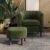 LINSY Accent Chair with Ottoman, Modern Barrel Chair Comfy Armchair Reading Chair with Footrest, Small Round Arms Chair for Living Room Bedroom Reading Room, Velvet, Olive