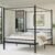 Lutown-Teen Canopy Bed Frame Queen, Four Poster Metal Canopy Queen Bed Frame, Heavy Duty Mattress Foundation with Underbed Storage, No Box Spring Needed, Easy Assembly, Black