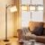 Ambimall Tall Floor Lamps with 3 Color Temperatures Bulb & Adjustable Linen Shade, for Living Room, Bedroom, Office, Classroom, Dorm Room (9W Bulb Included), Beige & Black, 60″