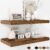 Fun Memories Floating Shelves – 2 Pack 12 Inch Deep Rustic Wooden Wall Shelves – Extra Deeper & Thicker Wall Mounted Storage Shelf for Living Room, Kitchen, Farmhouse – 24″ W x 12″ D x 1.5″ H – Brown