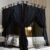 AIOOO 4 Corners Post Princess Curtain Bed Canopy Double Layer Cozy Mosquito Net Mesh and Cloth for Adults Bedroom Decoration (Double-Black/Black, 64″ W*82″ L*82″*H/(Queen))