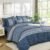 Dintszyayue Blue Comforter Set Queen Size, 8 Pieces Boho Striped Bed in a Bag Soft Microfiber Bedding Set for All Season