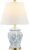 JONATHAN Y 22.25″ Blue/White Chinoiserie Ceramic Urn Table Lamp, Traditional Classic Nightstand Lamp for Living Room Bedroom, White Linen Shade, LED Bulb Included JYL3085A