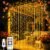 Curtain Light for Bedroom, 200LED 6.6×6.6ft Warm White Window Wall Hanging Fairy Curtain String Light, 8 Modes Remote Fairy String Lights Indoor for Wedding Party Home Garden Decorations