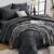 HEVUMYI King Comforter Set – 7-Piece All Season Bed in a Bag King, Ultra Soft Bedding Set with Comforter, Flat Sheet, Fitted Sheet, Pillowcases, Pillow Shams, Dark Grey
