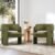 COLAMY Modern Velvet Accent Chair Set of 2, Upholstered Barrel Chairs, Comfy Side Arm Chairs with 3 Legs for Living Room, Bedroom, Reading, Green