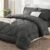 CozyLux Queen Comforter Set Dark Grey – Bed in a Bag Queen Size 7 Pieces, Luxury Soft Bed Set for All Seasons, Bedding Set with Comforter, Sheets, Pillowcases & Shams, Dark Gray, Queen