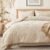 Zzlpp Queen Comforter Set 7 Pieces, Beige Bed in a Bag Queen Size, Tufted Boho Bedding Set with 1 Comforter, 2 Pillow Shams, 2 Pillowcases, 1 Flat Sheet, 1 Fitted Sheet
