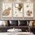 Large Framed Modern Luxury Gold Wall Art for Living Room, 3 Piece Bright Style Art Prints Paintings Artwork for Walls, Bronze Gold Geometric Pictures for Hallway Stair Office Wall Decor 24×36 In