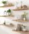 PHPH Wood Floating Shelves for Wall, Wooden Wall Shelves for Bedroom, Set of 6 Light Brown 17 Inch