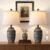 QiMH Farmhouse Lamps for Living Room, 21″ Bedside Lamps Set of 2 with Linen Lampshade, Rustic Ceramic Table Lamp for Bedroom, End Table, Nightstand, Dining, Office, Home Decor, Black(Bulb Included)