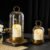 5″&4″ Metal Candle Holder with Handmade Glass Dome in Brass & 2 Timer Candles, Set of 2 Versatile Hurricane Glass Candle Holders for Pillar Candles & Plants