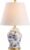 JONATHAN Y 22″ Blue/White Ceramic Table Lamp, French Country Chinoiserie Ginger Jar LED Bedside Lamp for Living Room Bedroom, White Linen Shade, JYL3005A