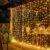 Dazzle Bright 300 LED Curtain Lights, Plug in Fairy Curtain Lights for Bedroom, Christmas Hanging String Lights Outdoor for Window Backdrop Wall Wedding Patio Indoor Dorm Party Decor, Warm White