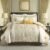 SahSahCasa 7-Piece Luxury Queen Comforter Set, Bed in a Bag Queen, Jacquard Silky Fluffy Comforter Bedding Set with Bed Skirt, Decorative Pillows, Elegant Reversible, Down-Alternative, Champagne
