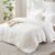 CozyLux Queen Comforter Set White Seersucker 7 Pieces Bed in a Bag Queen Comforter Set with Sheets, Luxury Soft Bedding Set with Down Alternative Comforter, Sheets, Pillowcases & Shams for All Seasons