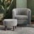 LINSY Swivel Accent Chair with Ottoman: Small Velvet Barrel Chair 360 Swivel Modern Armchair, Upholstered Reading Chair with Footrest for Living Room Bedroom Study Room (Grey)