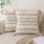 Boho Throw Pillow Covers 18×18 Set of 2 Woven Tufted Farmhouse Pillows Cover with Tassels Textured Striped Cushion Case Neutral Pillow Cases Decorative Pillowcase for Sofa, Couch, Bed, Khaki