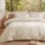 MR&HM Beige Comforter Set Queen, Tufted Boho Bedding Set, Farmhouse Bed in a Bag Set 7 Pieces with 1 Comforter, 2 Pillow Shams, 2 Pillowcases, 1 Flat Sheet, 1 Fitted Sheet for All Seasons