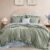 BLOOMHAVEN Queen Comforter Set – 7 Pieces Ruffle Sage Green Bedding Sets, Shabby Chic Farmhouse Bed in a Bag Queen with Ruffle Comforter, Floral Sheets, Pillowcases & Shams