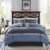 Madison Park Cozy Comforter Set Casual Modern Design – All Season Bedding, Matching Bed Skirt, Decorative Pillows, Collins, Suede Blue Grey King(104″x92″) 7 Piece