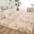 Litanika 4×6 Shag Area Rug for Living Room Bedroom, Tie-Dyed Beige High Pile Soft Plush Shaggy Furry Cream Bedside Playroom Dorm Carpet, Non-Slip, Non-Shedding Modern Indoor Floor Rug