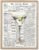 EcoHest Trendy Newspaper Martini Framed Wall Art, 12×16 in OAK Wood Retro Bar Cart Canvas Art, Magazine Aesthetic Apartment Art, Beige Logs Funky 70’s Set of 1 for Bedroom Living Room