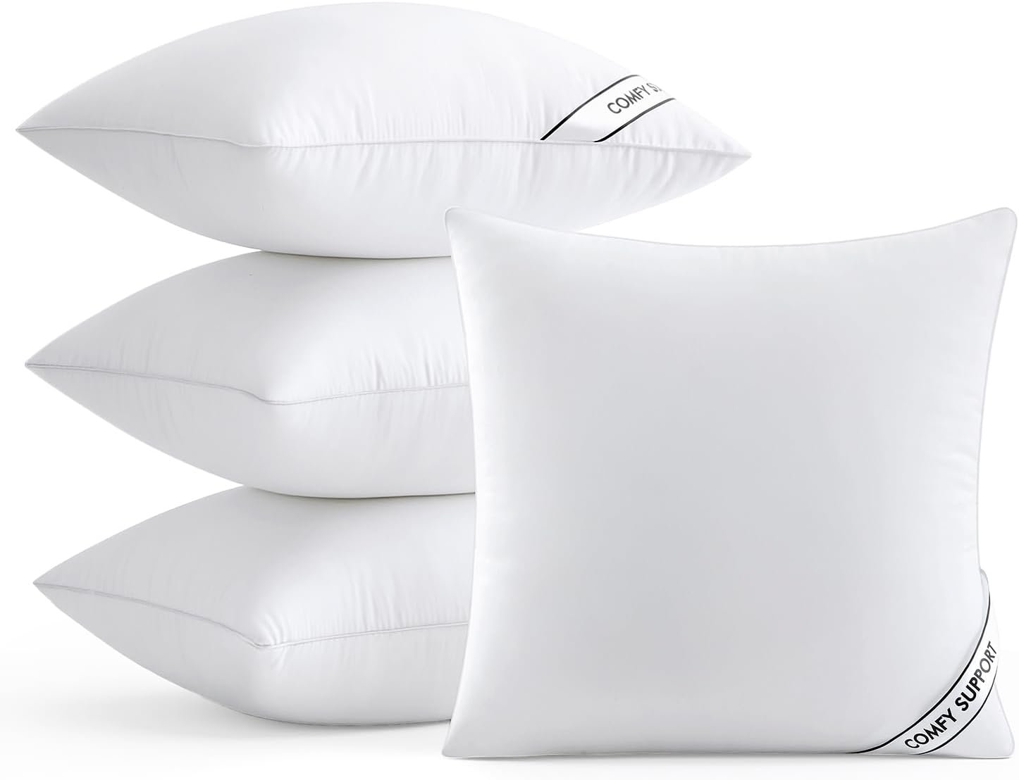 MIULEE 18×18 Inch Pillows Inserts, Pack of 4 Down Alternative Virgin Filling Comfy Support Throw Pillows for Sofa Couch Bed