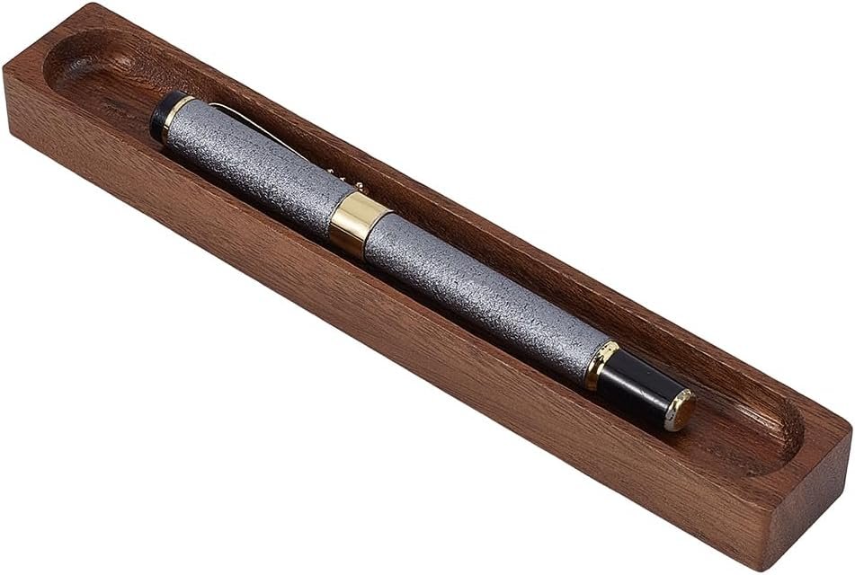 BENECREAT Walnut Pen Tray, Minimalist Wood Pen Holder, Pen Storage Tray for Office Desk Organizer Writing Accessories Gift Home Bedroom Decoration 7.87×1.14inch