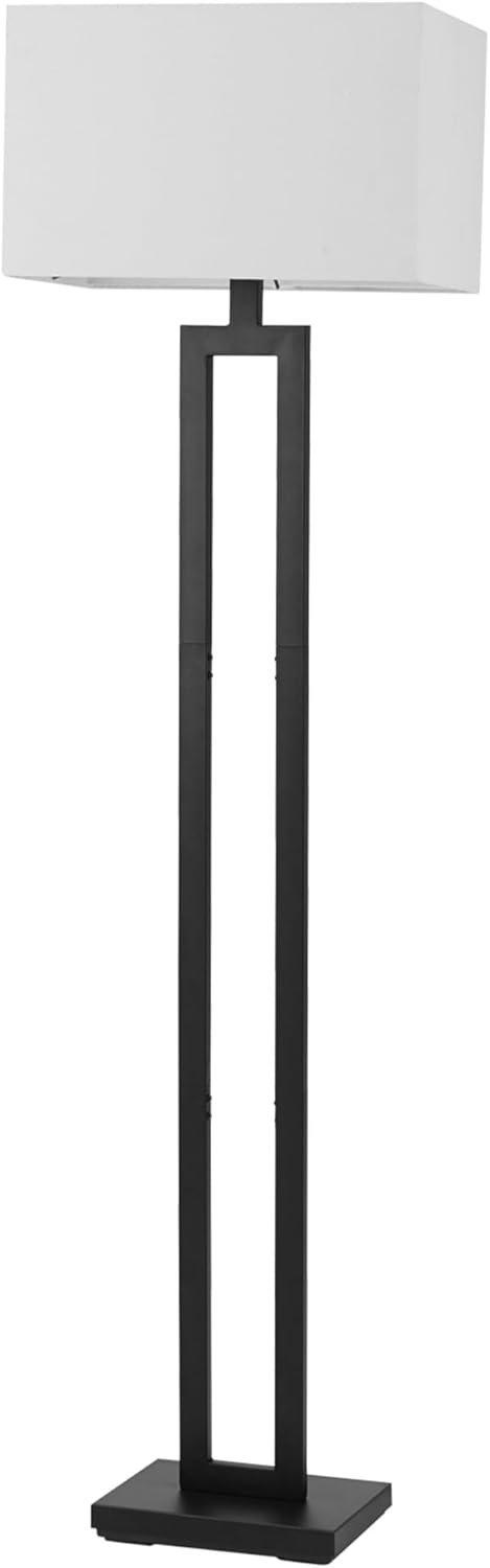 Globe Electric 67046 58″ Floor Lamp, Matte Black Finish, White Linen Rectangular Shade, Modern Geometric Cutout Design, E26 Base