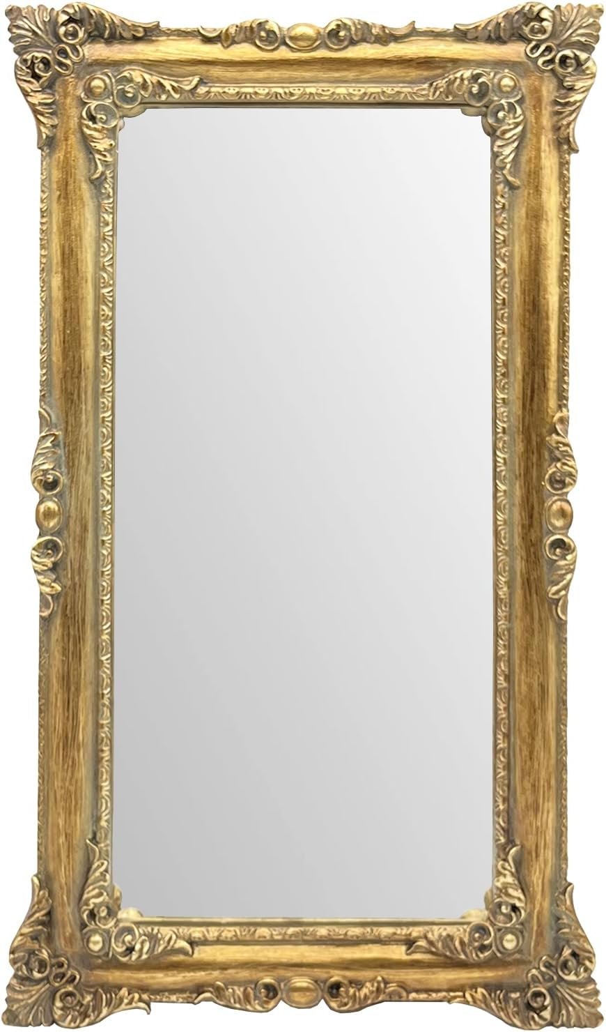 JANDERART Gold Vintage Mirror 8×14 Inch, Antique Ornate Decorative Mirror for Desk & Wall, Small Vanity Mirror for Makeup Wall Decor, Antique Gold