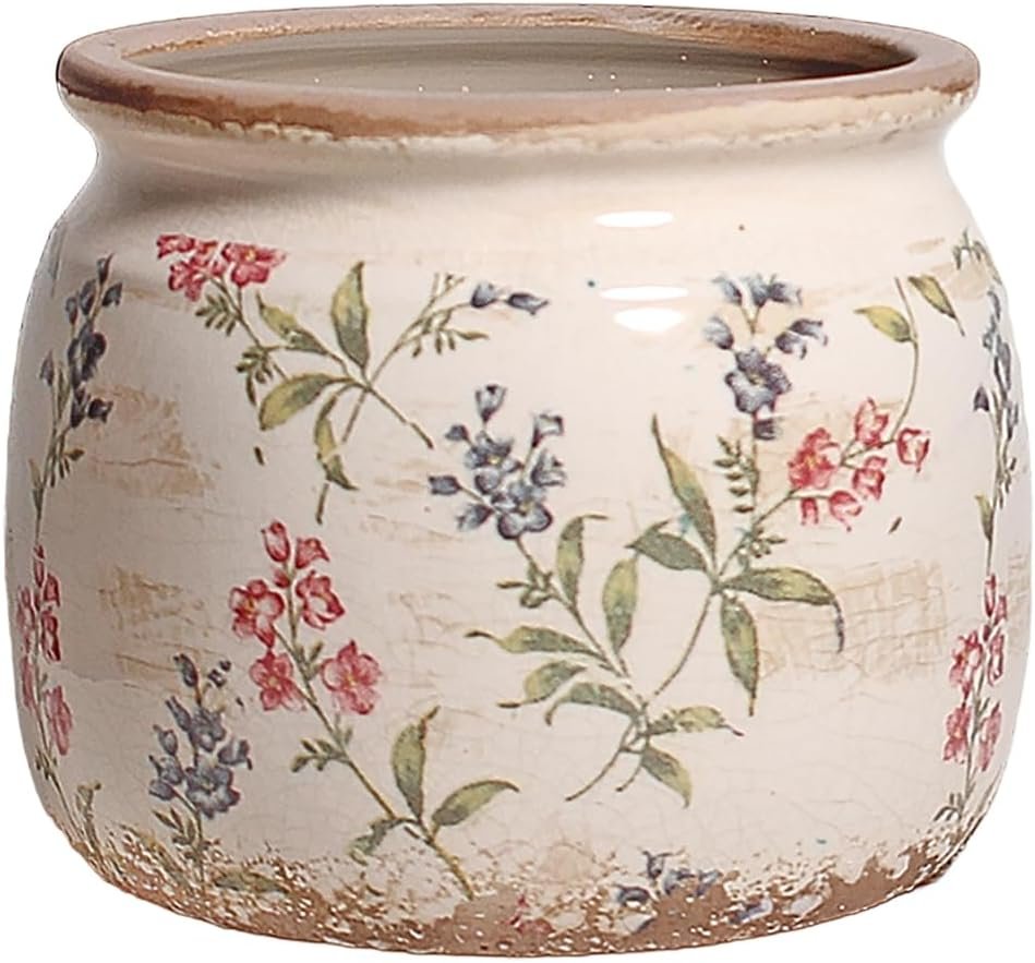 Xiaan Jiaju Flower Pots, Vintage Ceramic Planters for Indoor Plants, 6.29” Plant Pots with Drainage, French Country Lavender Vase & Planters, Antique Home Room Decor, Gardening & Housewarming Gifts