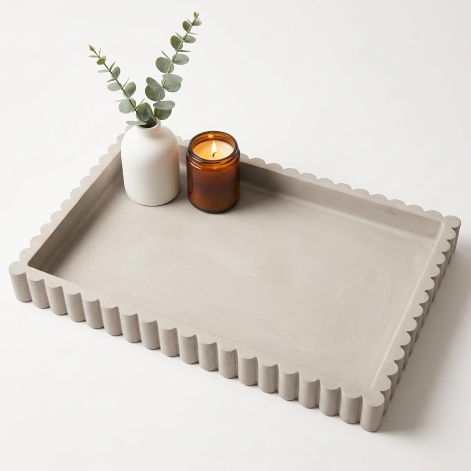 OAKOA Concrete Decorative Tray for Coffee Table Tray Decor – Ottoman Tray for Living Room – Bandejas Decorativas – Table Trays Decorative – Coffee Table Centerpiece
