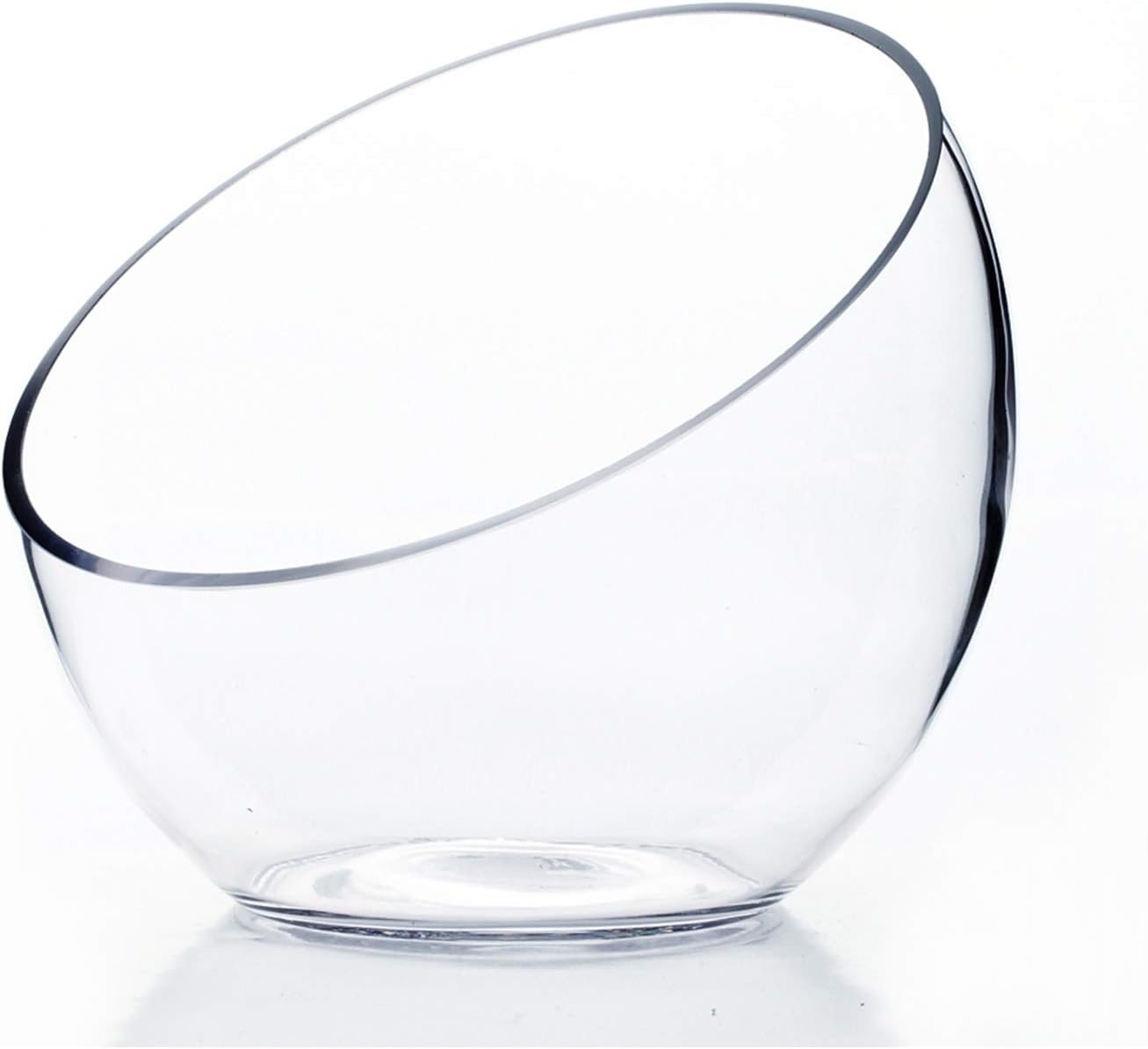 WGVI Clear Slant Cut Bowl Glass Vase, Glass Terrarium, Candy Dish, Glassware, Slant Open: 7″. Height: 6″ x 2.7″. Base: 4″ (1 Piece)