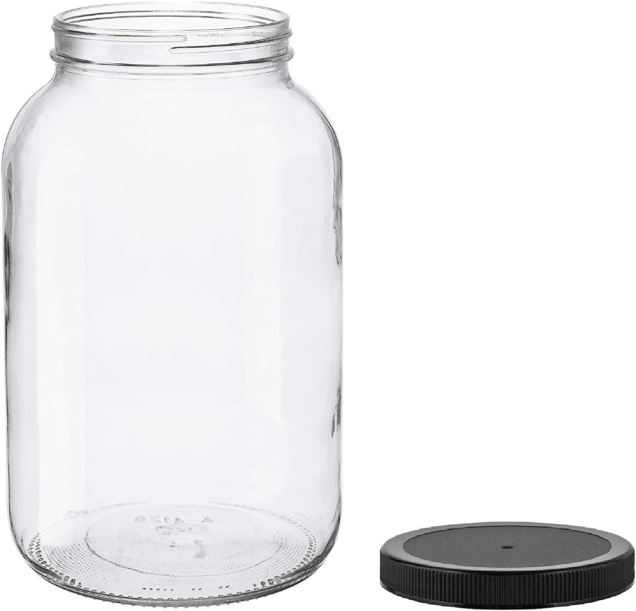 North Mountain Supply 1 Gallon Glass Jar Wide Mouth with Black Plastic Lid – USDA, BPA-Free, Made in the USA – for Fermenting, Storing, Canning, and Much More!