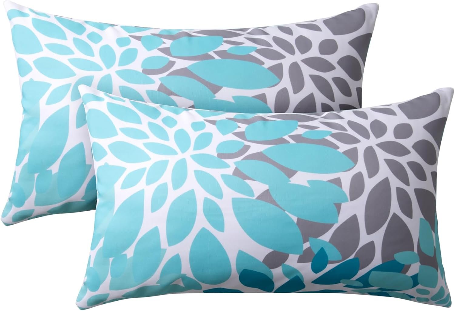 Outdoor Pillows, Pack of 2 12×20 Lumbar Pillows Water Resistant Decorative Throw Pillows for Couch, Sofa and Patio Furniture(Blue)