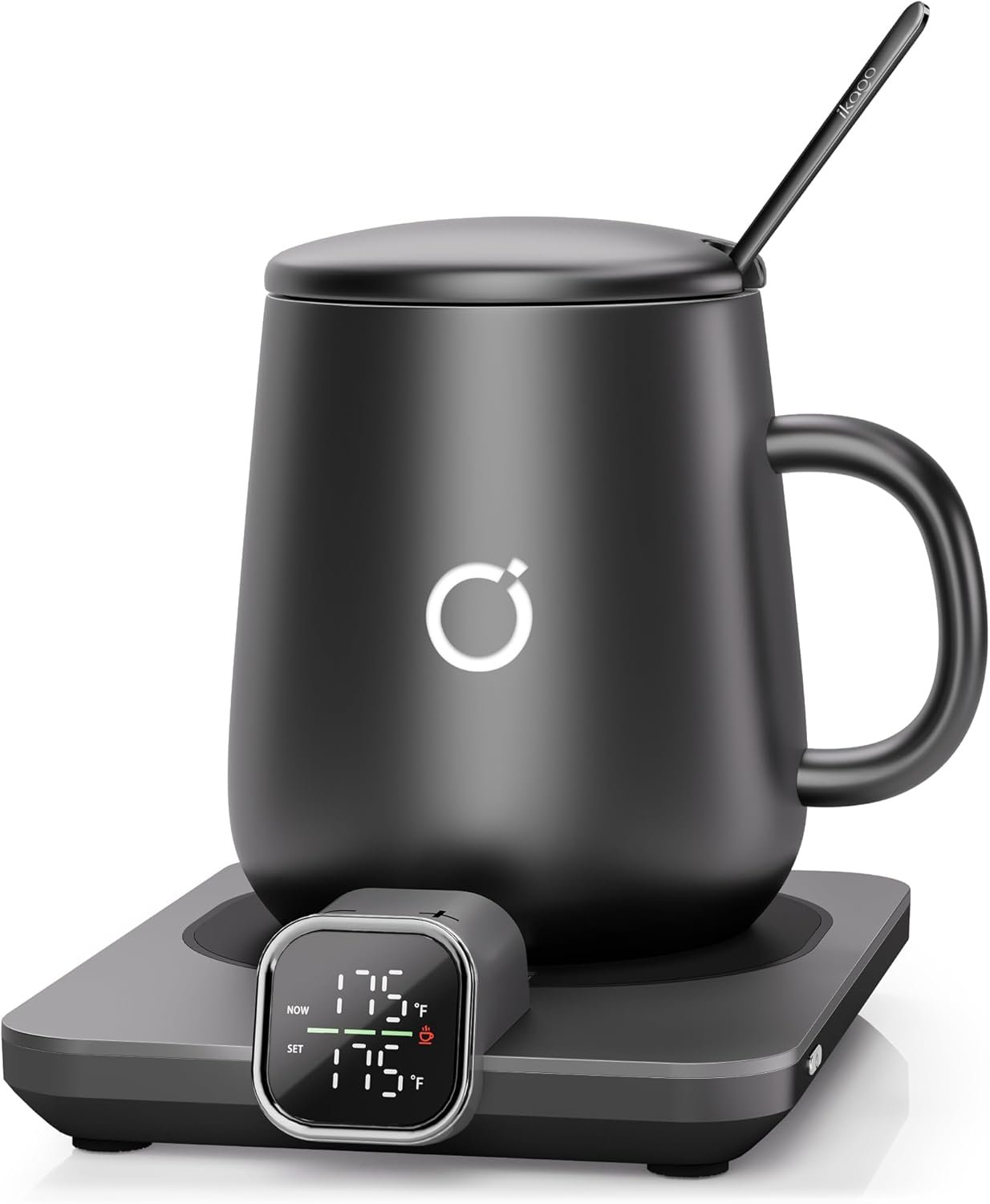 Coffee Mug Warmer & iKago Mug Set, Accurate Temperature Control Smart Heated Mug for Desk, Electric Coffee Warmer with Auto Shut Off & Real-Time Temp Display, Gifts for Men Women, 15oz Ceramic Mug