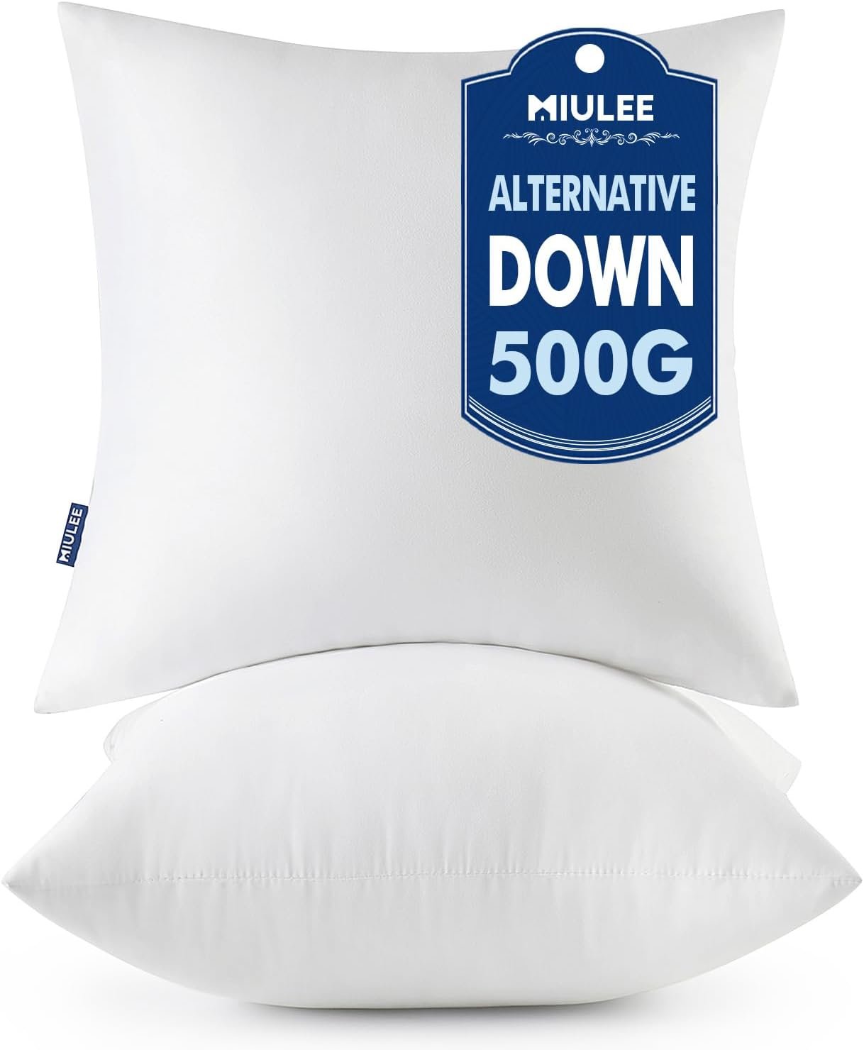 MIULEE Throw Pillows Inserts, Pack of 2 18×18 Inch 100% Virgin Fiber Filling Bed Couch Pillows