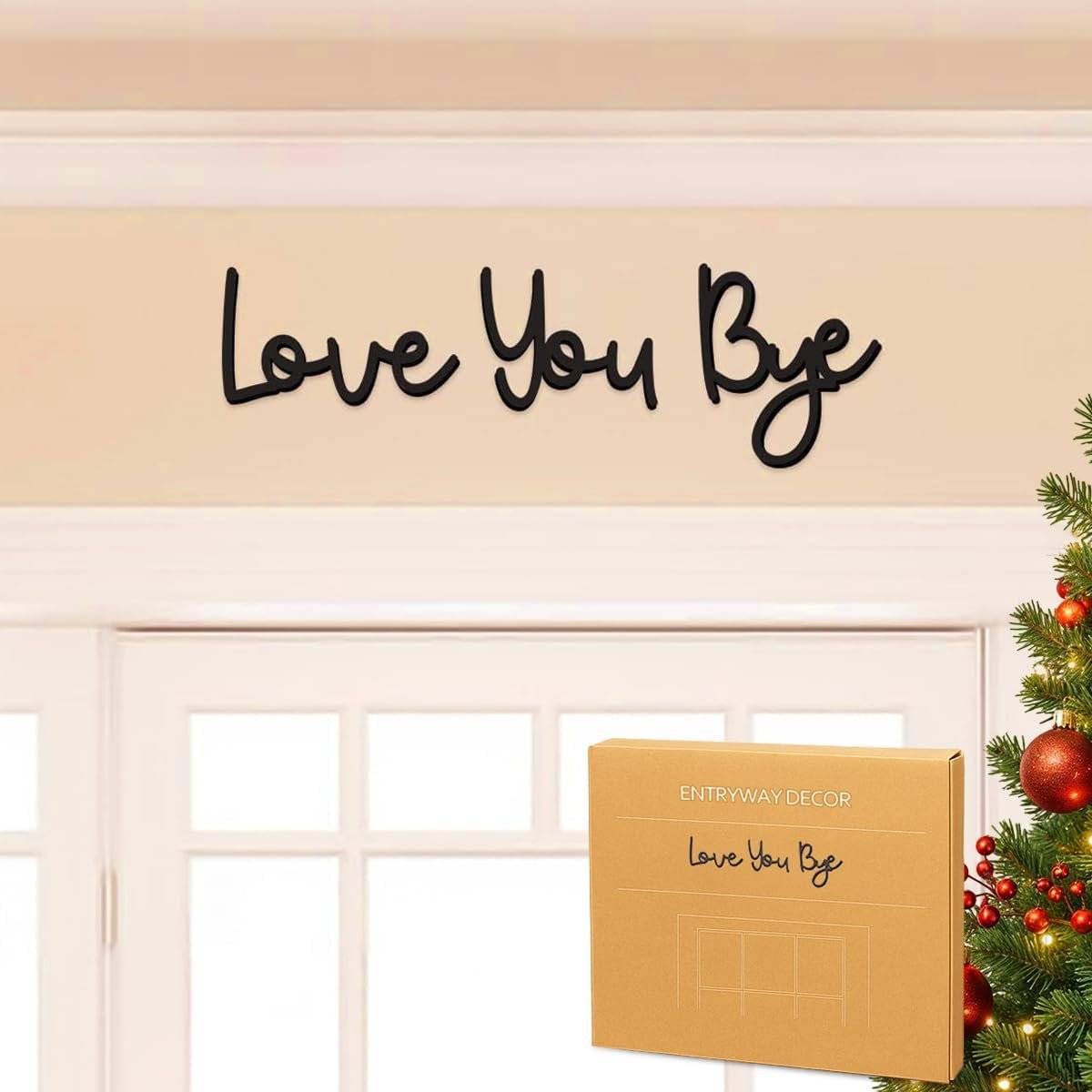 Dripykiaa Love You Bye Wood Sign Home Decor Boho Decor Wall Decor Express Love and Warm for Your Family Lovers Wall Art Gift Hallway Entryway Door Valentine Decorations for Home