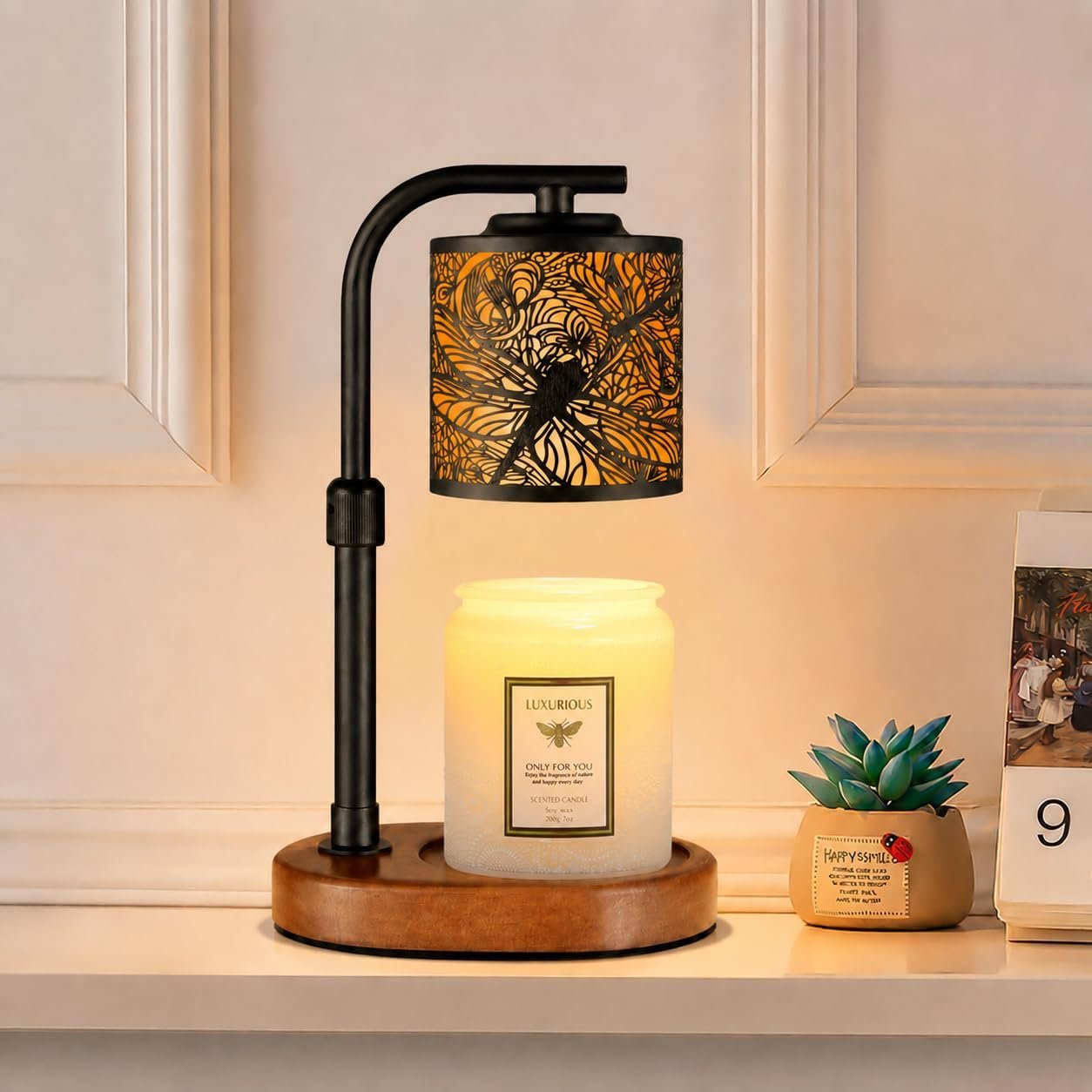 kobodon Candle Warmer Lamp with Timer, Electric Candle Lamp Warmer Birthday for Mom Women Home Bedroom Decor Wax Melt Warmer for Scented Wax with Jar Candles (Dragonfly)