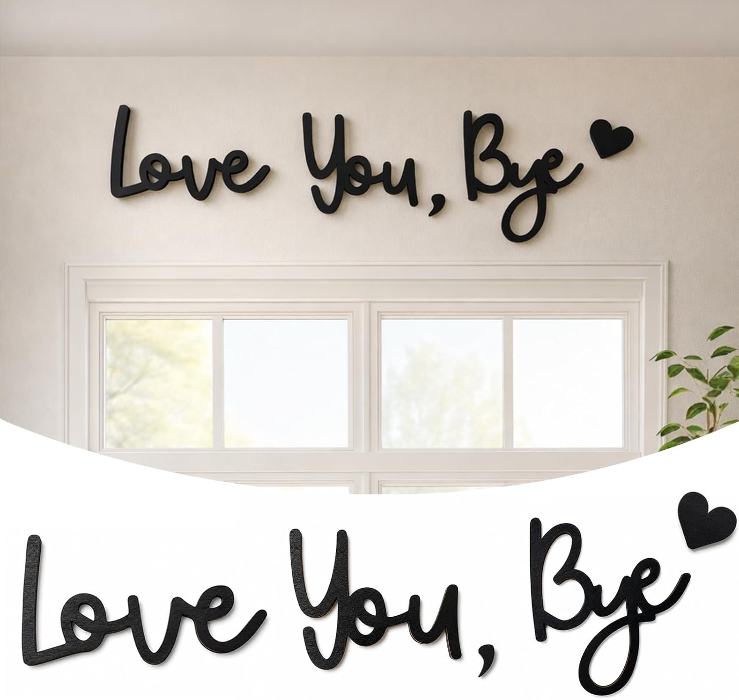 Wooden Love You Bye Sign, 3D Wall Decor Letters for Entryway Above Door, Farmhouse Boho Home Decor for Hallway Bedroom, Meaningful Gift