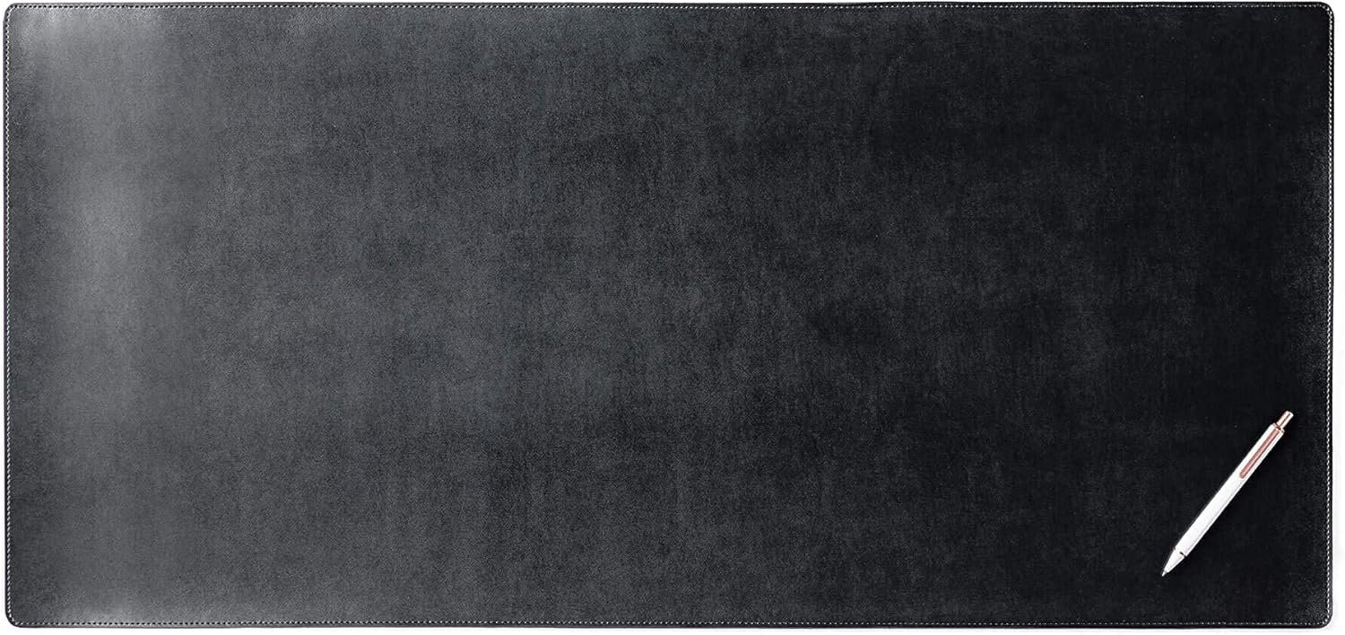 DACASSO Bonded Leather No Core Rollable Desk Mat/Pad – Luxury Leather Desk Blotter for Writing – Executive Desk Surface Protector – (Black, 36” x 17”)