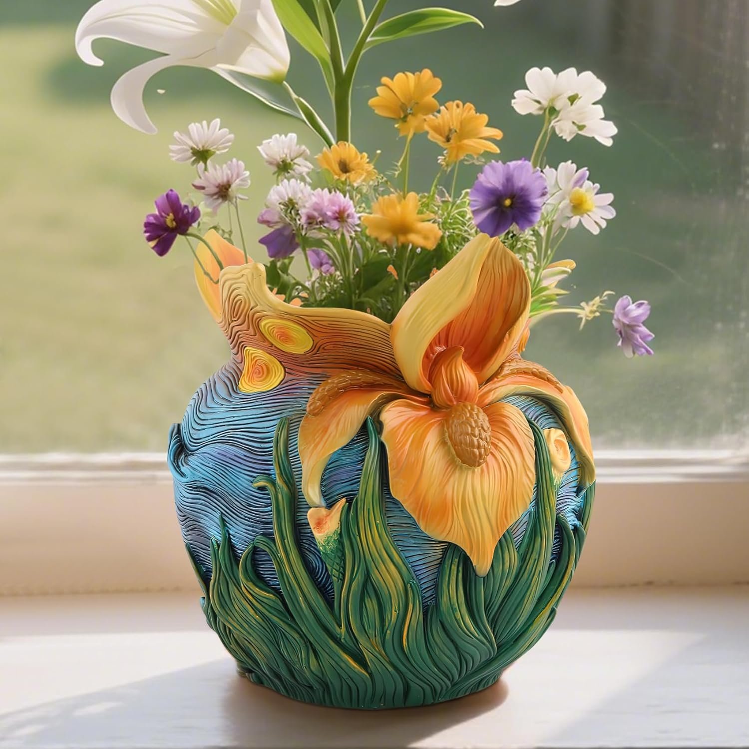 Flower Starry Sky Plant Pots – Flower Pots with Drainage Hole, Cute Unique Planter for Snake Plants/Cactus Indoor & Outdoor, Colorful Funny Room/Garden Art Decoration