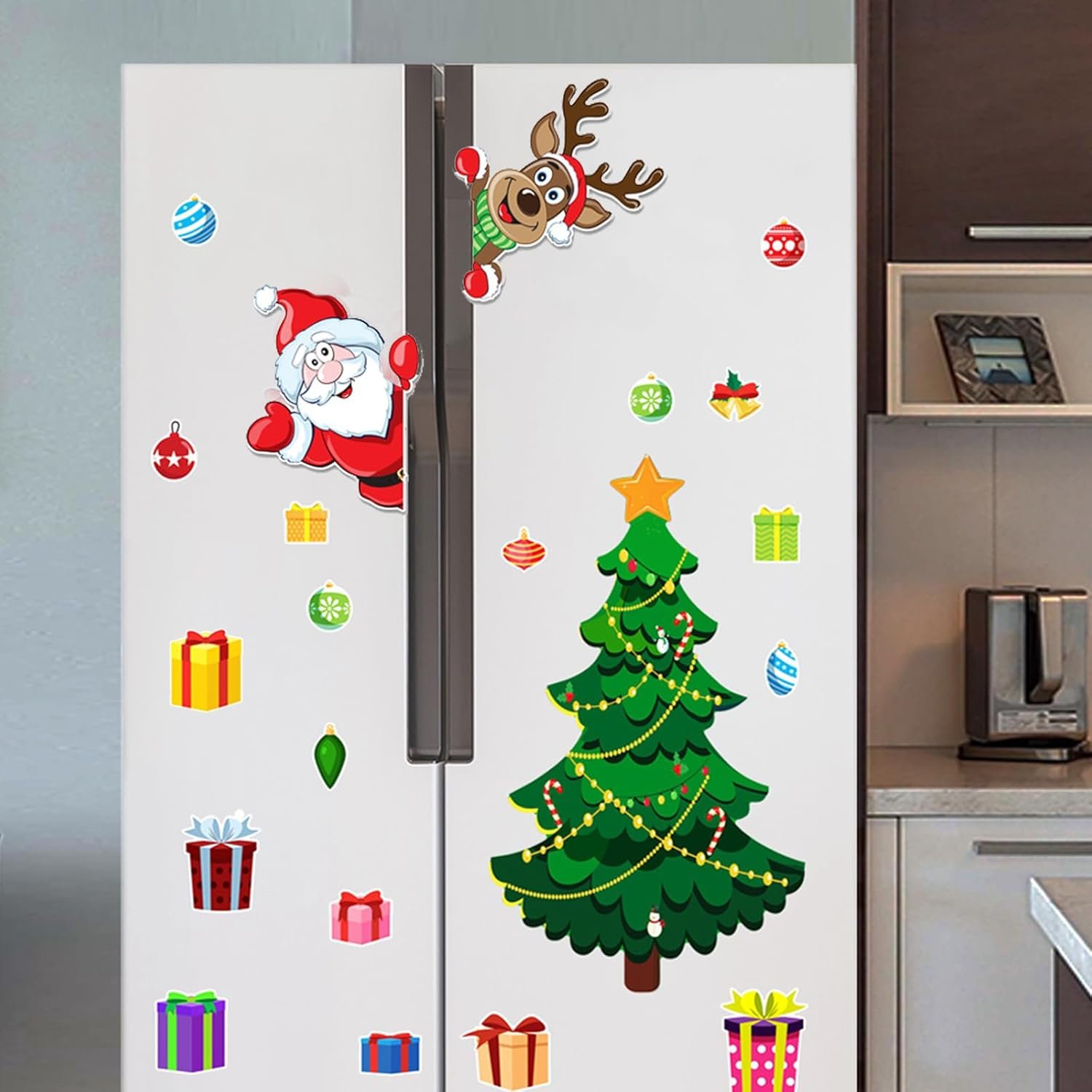 Magnetic Christmas Tree for Refrigerator, Soft Magnetic Set, Reusable Holiday Decor for Kids & Family, Lovely Xmas Decoration for Home, Kitchen, Office (Christmas Tree-A)