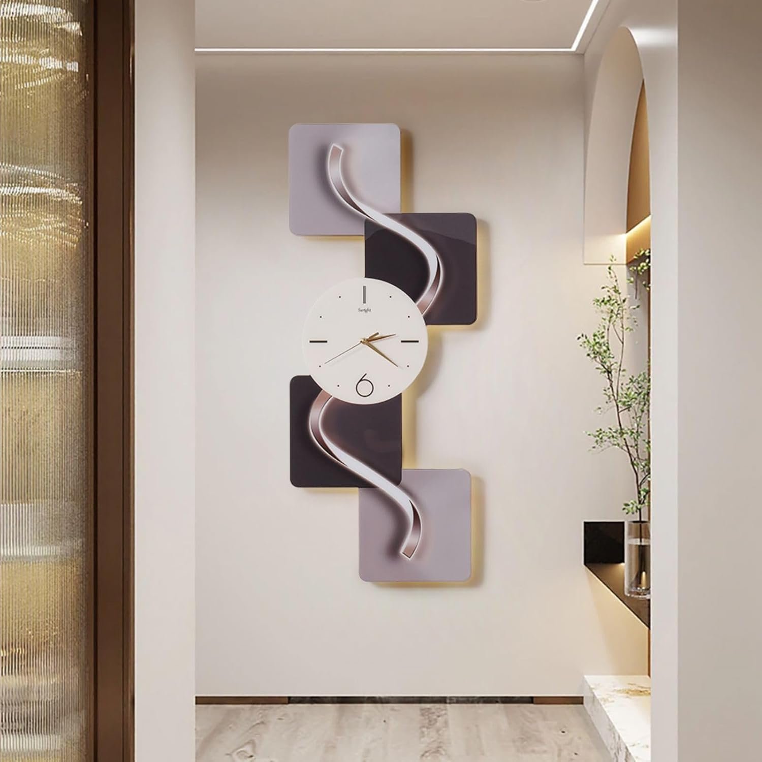 homary 39.4″ Silent LED Wall Clock – Modern Abstract Geometric Design for Living Room & Bedroom Decor | Non-Ticking, Easy to Install