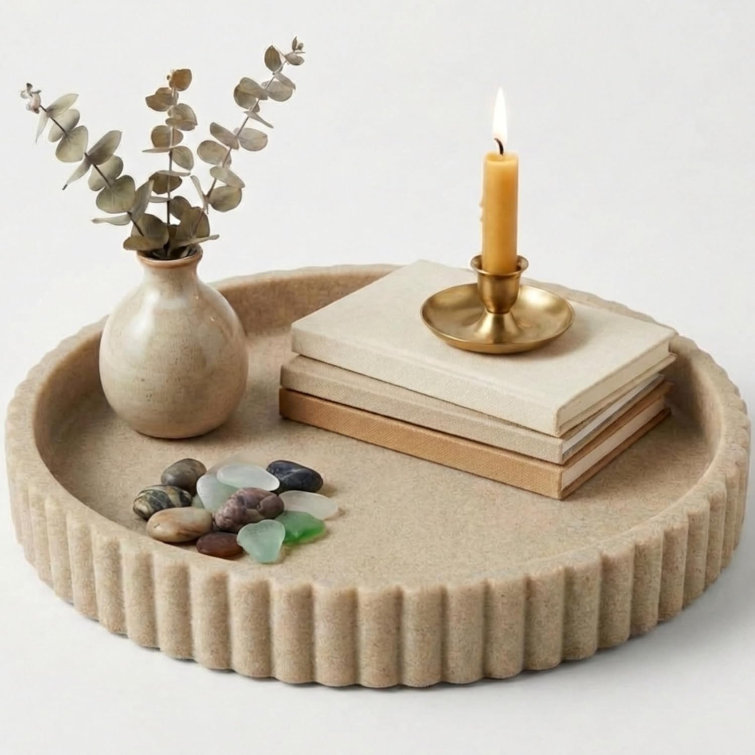 OAKOA Decorative Tray for Decor – Coffee Table Tray for Living Room – Round Tray for Home Decor – Coffee Table Decor Centerpiece – Modern Minimalist Centerpiece